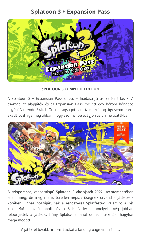 Splatoon 3 + Expansion Pass